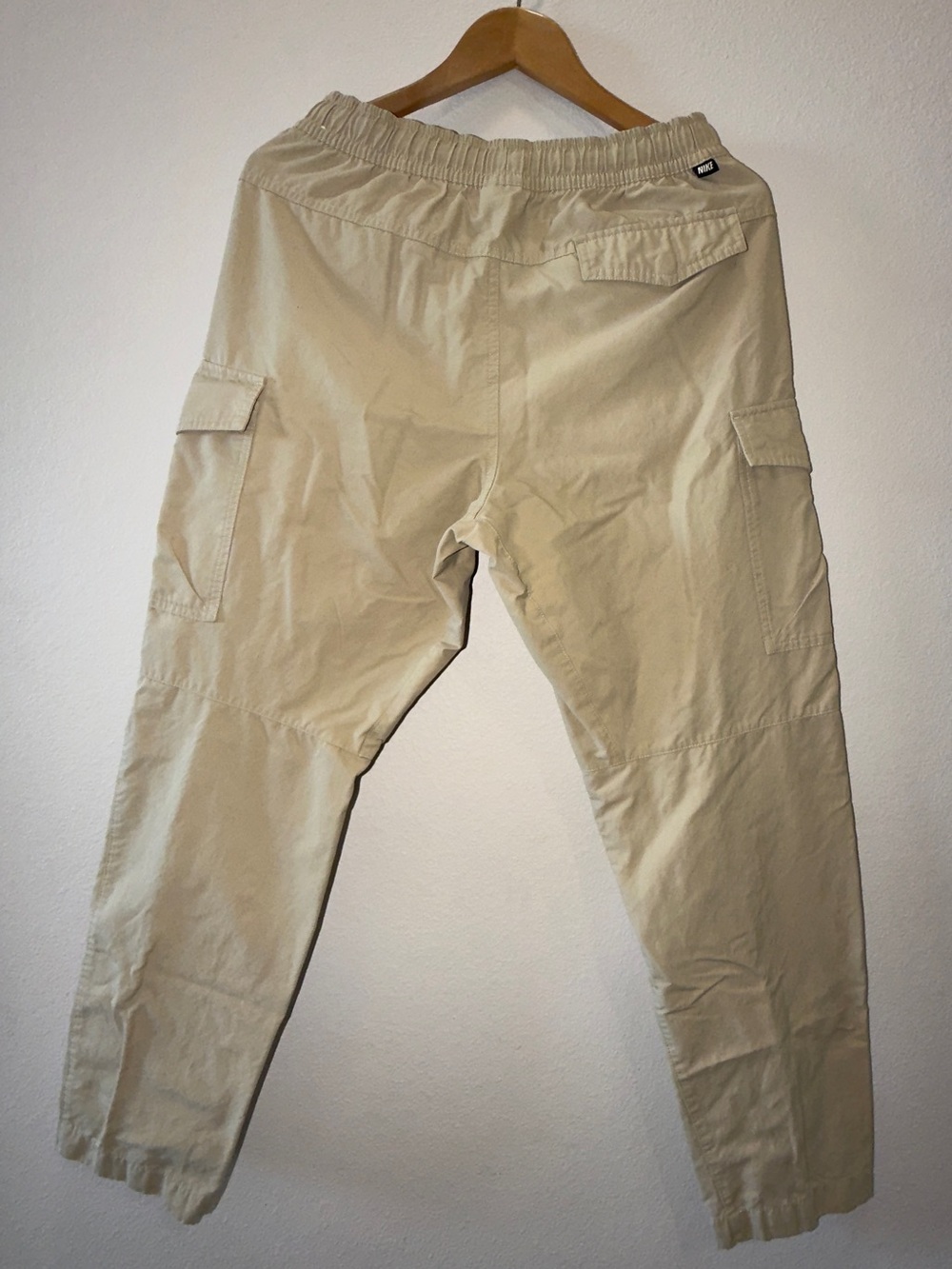 Nike Men's Tan Cargo Pants with Elastic Waist Size M